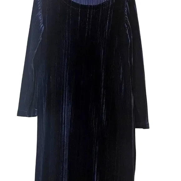 Avon Vintage 90s Navy Blue Ribbed Velvet Dress Witchy Goth Whimsigoth Minimalist - Picture 4 of 7